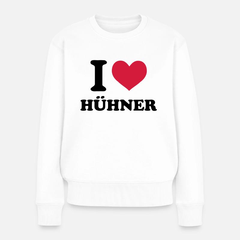 i love hühner - Frauen Premium Bio Pullover - Weiß