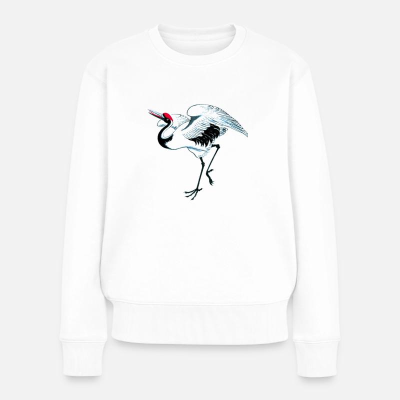 LoPi Kranich - Frauen Premium Bio Pullover - Weiß
