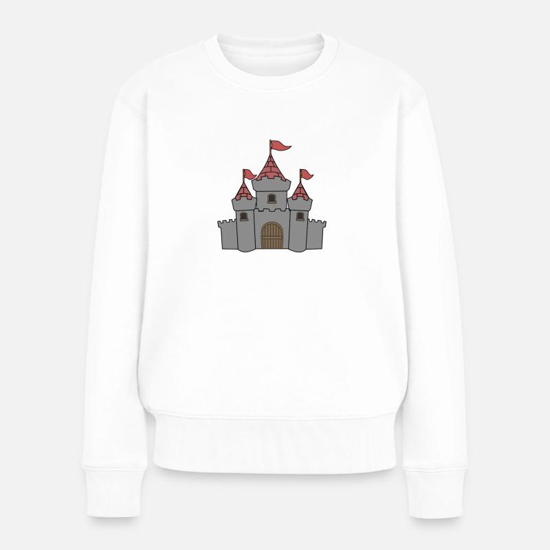 Burg - Frauen Premium Bio Pullover - Weiß