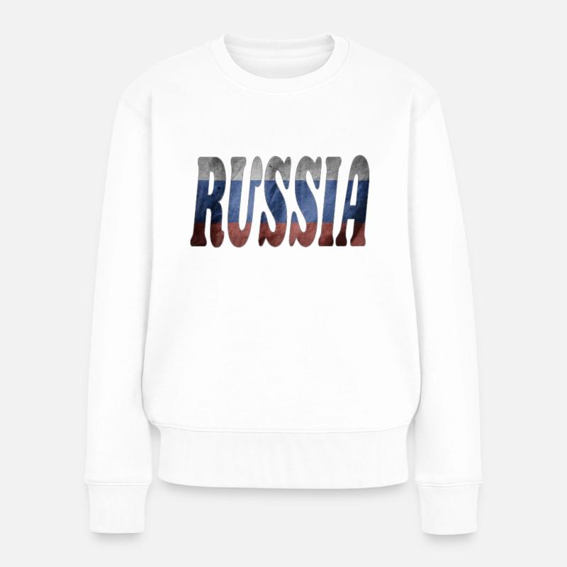 Russia - Frauen Premium Bio Pullover - Weiß