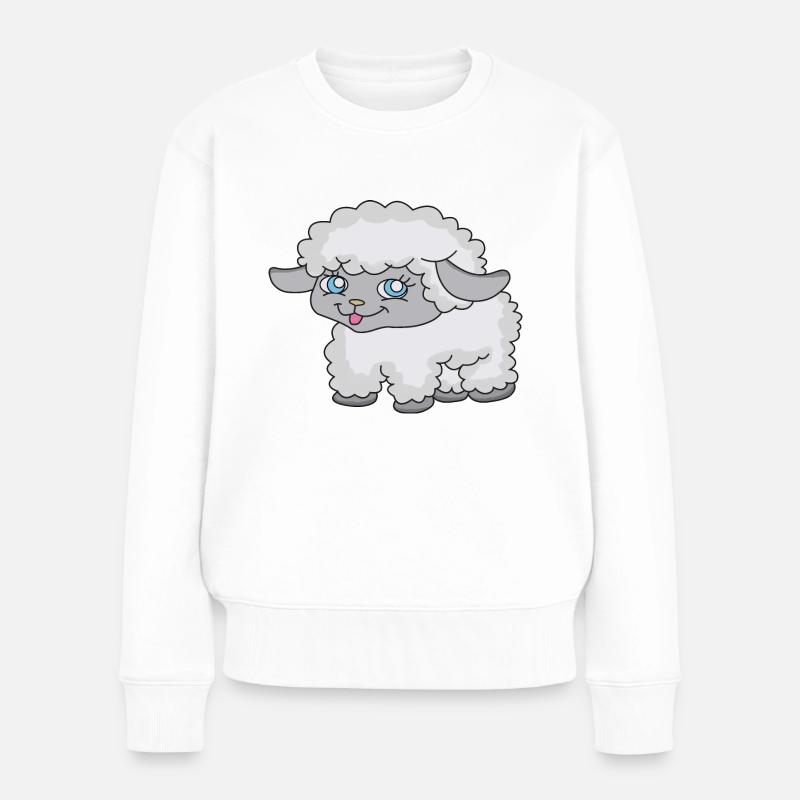 Schaf, Niedliches Schaf - Frauen Premium Bio Pullover - Weiß