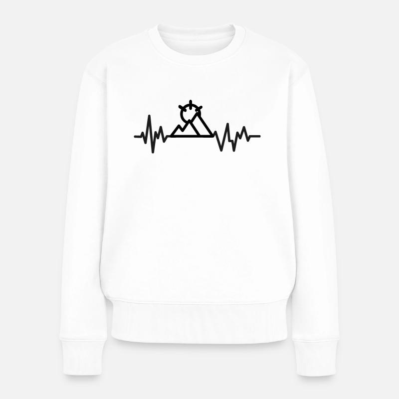 Berge Herzschlag Berg - Frauen Premium Bio Pullover - Weiß