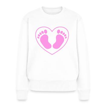 Baby Fuß Füße Herz rosa pink - Frauen Premium Bio Pullover - Weiß - Vorne - Julia (174cm)