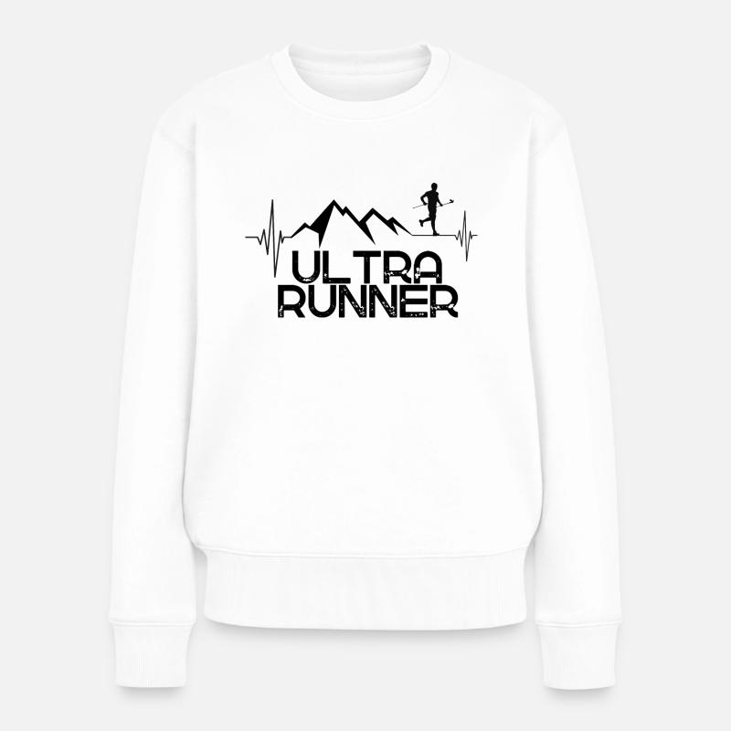 Ultra Runner berge & Herzschlag - Frauen Premium Bio Pullover - Weiß