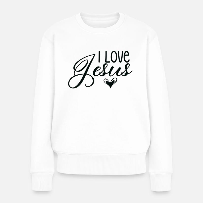 I Love Jesus - Frauen Premium Bio Pullover - Weiß
