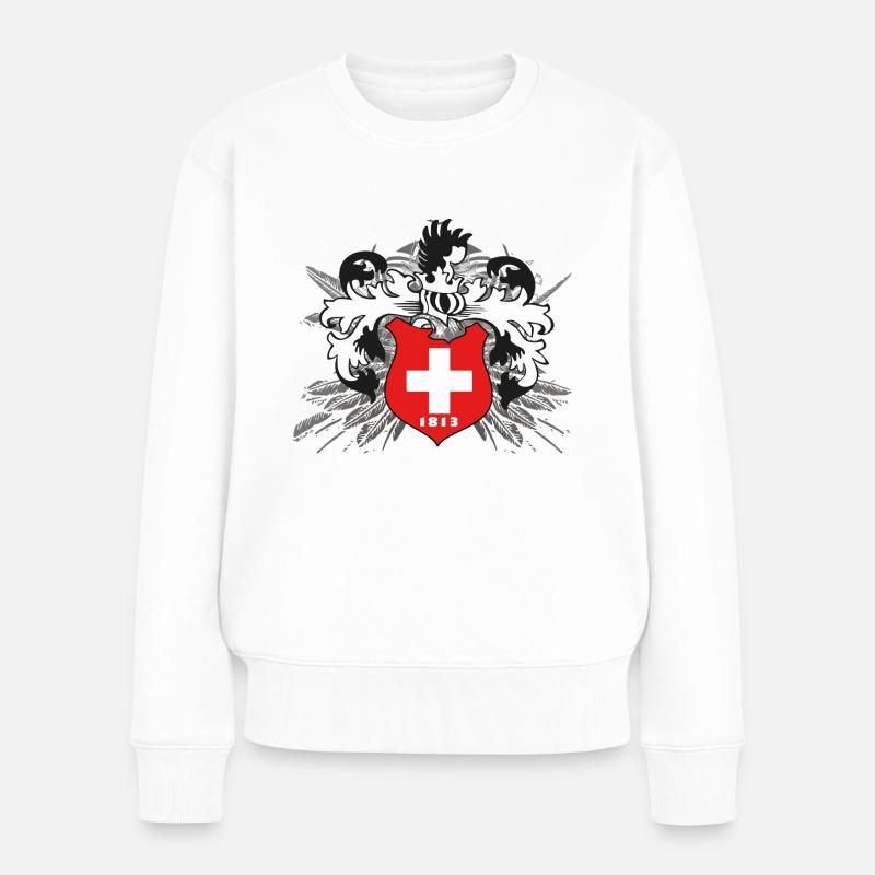 Schweiz T-Shirt oder Hoodie bedrucken und texten - Frauen Premium Bio Pullover - Weiß