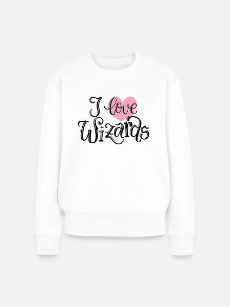 I Love Wizards - Frauen Premium Bio Pullover - Weiß