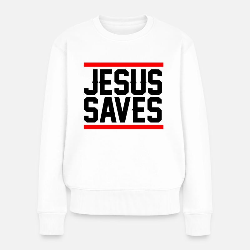 Jesus Saves - Frauen Premium Bio Pullover - Weiß