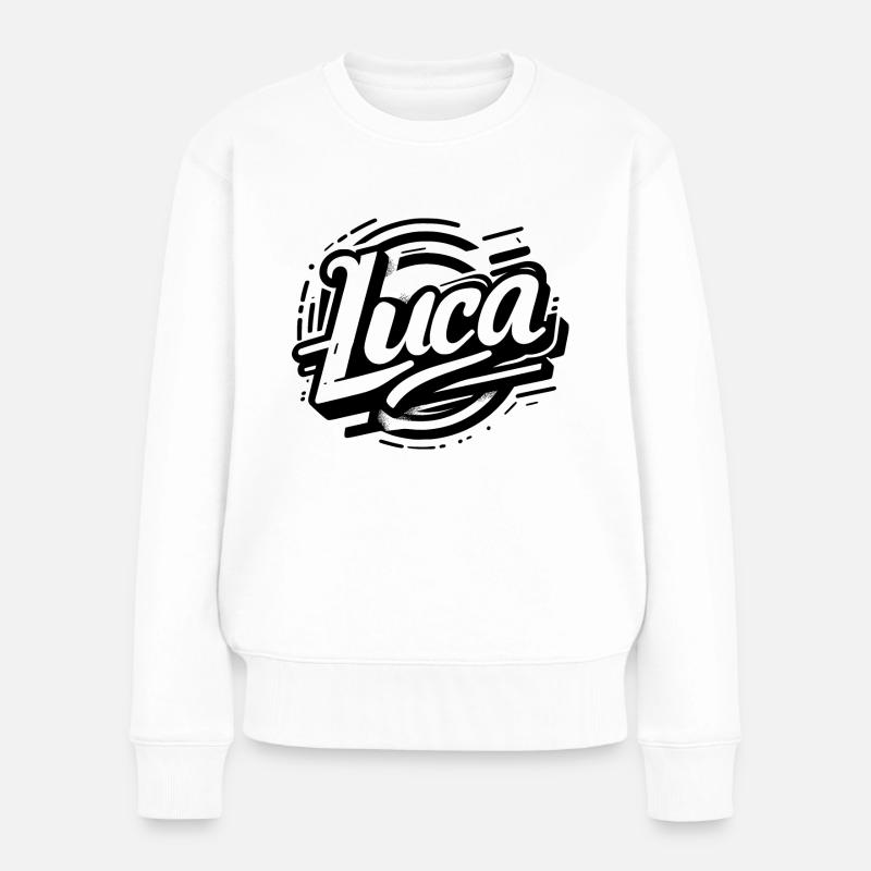 Luca Nom de famille Prénom Graffiti - Pull Premium bio Femme - blanc