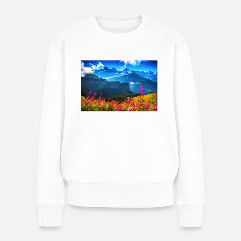 SOMMER ALPEN - Frauen Premium Bio Pullover - Weiß