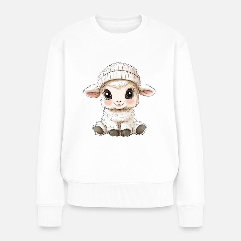 Schaf Süß Niedlich Baby Kinder Tier Lamm Cartoon - Frauen Premium Bio Pullover - Weiß
