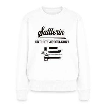 Sattlerin Ausbildung Bestanden Sattlerei Sattler - Frauen Premium Bio Pullover - Weiß - Vorne - Julia (174cm)