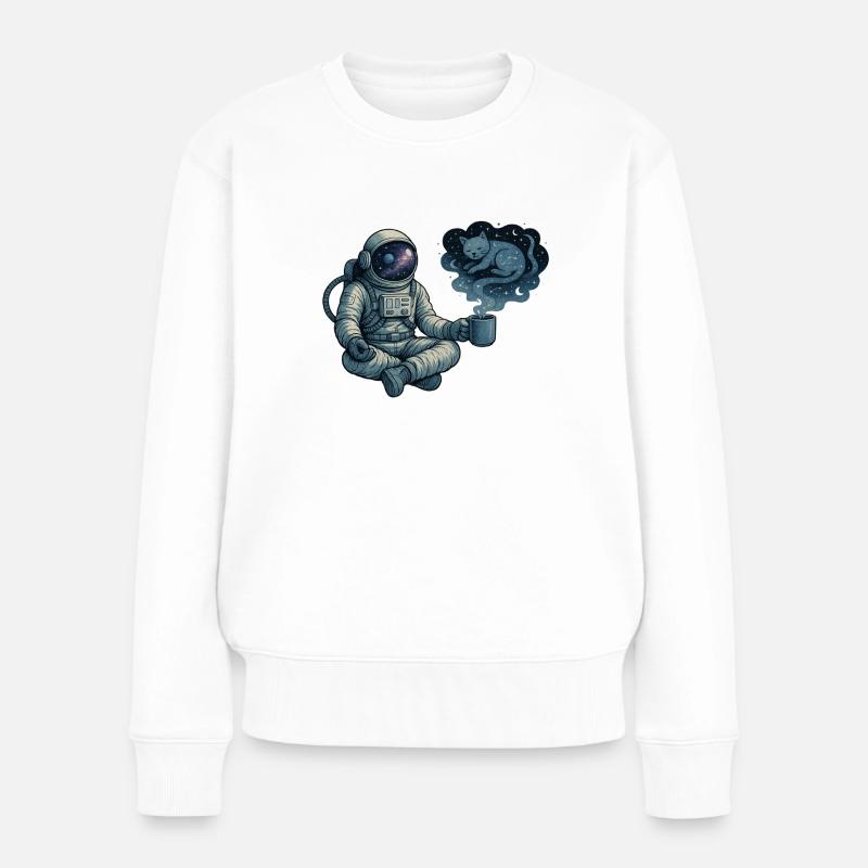 Kosmische Kaffeepause - Frauen Premium Bio Pullover - Weiß