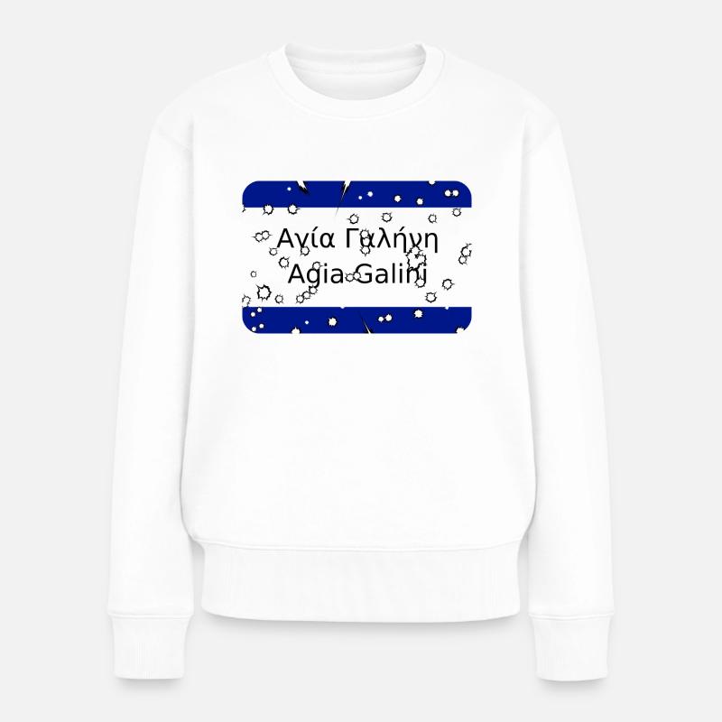 mg kriti ortsschild agiagalini - Frauen Premium Bio Pullover - Weiß