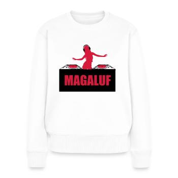DJ Girl Sexy Magaluf Mallorca 2014 - Frauen Premium Bio Pullover - Weiß - Vorne - Julia (174cm)
