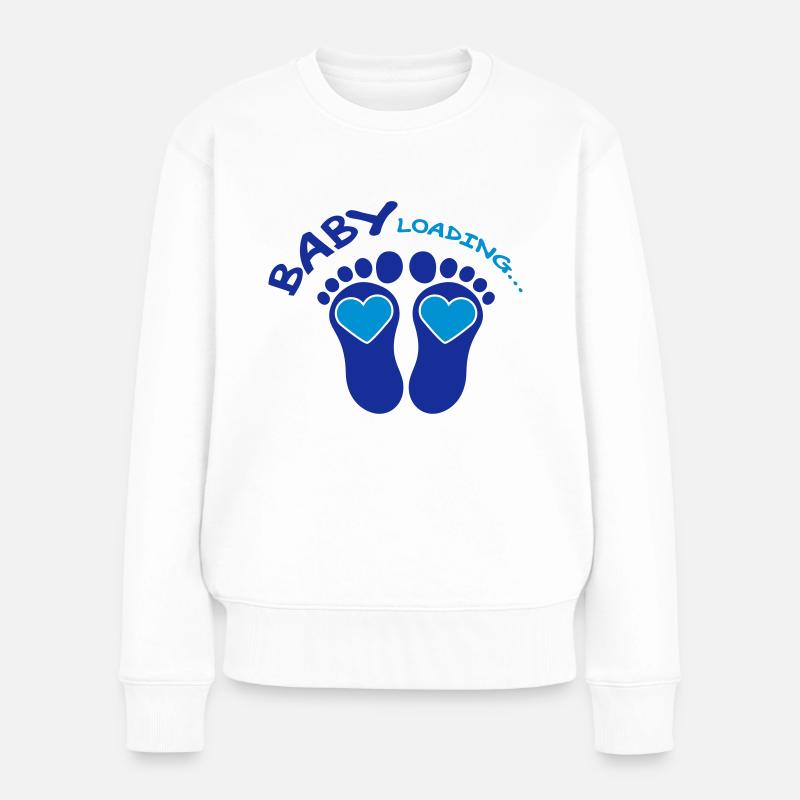 Baby Loading Blue - Frauen Premium Bio Pullover - Weiß