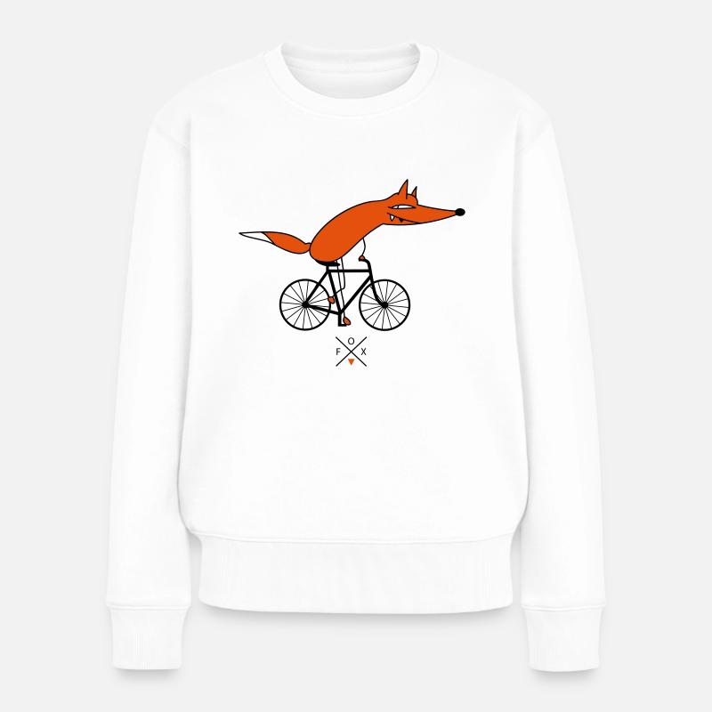 schlauer Fahrradfahrer - Frauen Premium Bio Pullover - Weiß