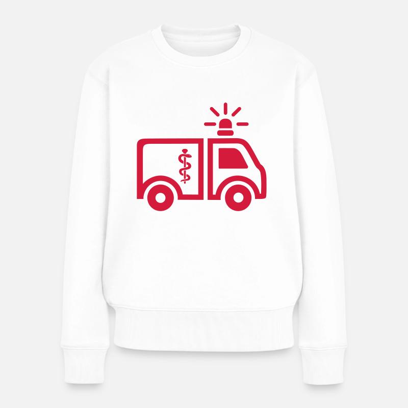 Krankenwagen - Frauen Premium Bio Pullover - Weiß