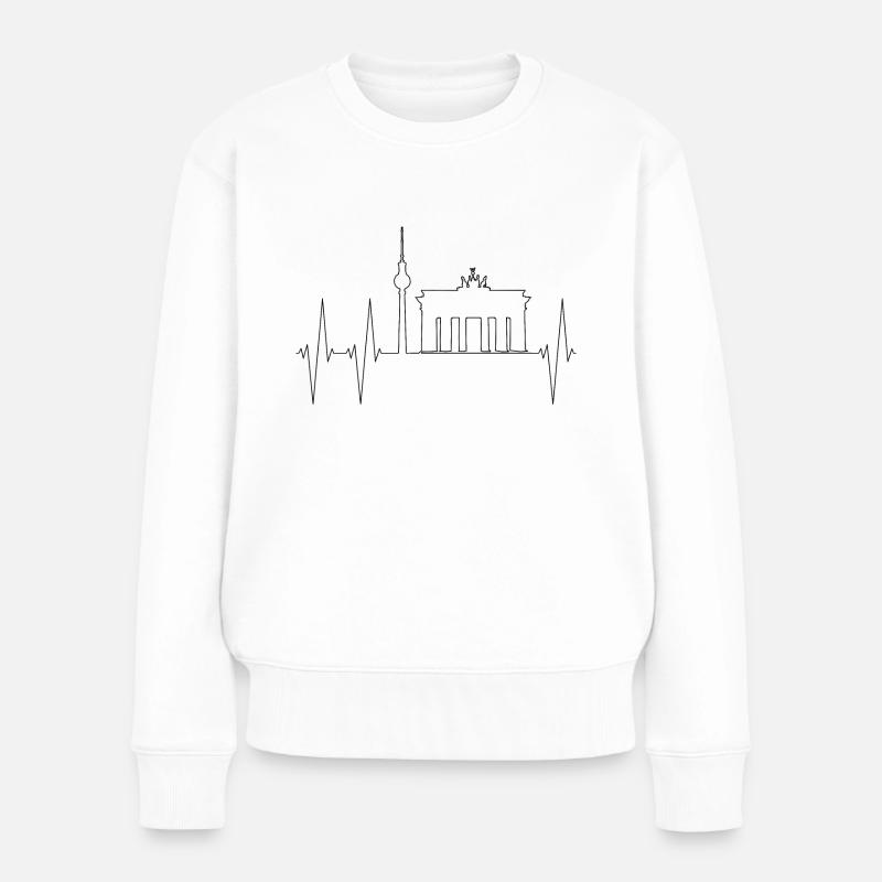 Berlin Skyline - Frauen Premium Bio Pullover - Weiß