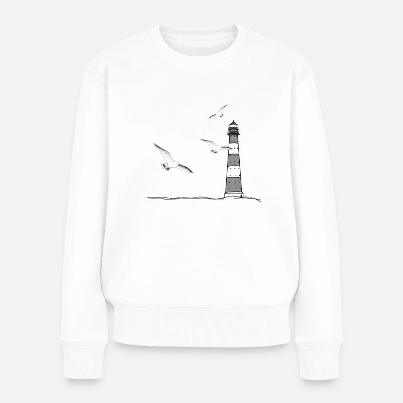 Leuchtturm, Möwen - Frauen Premium Bio Pullover - Weiß