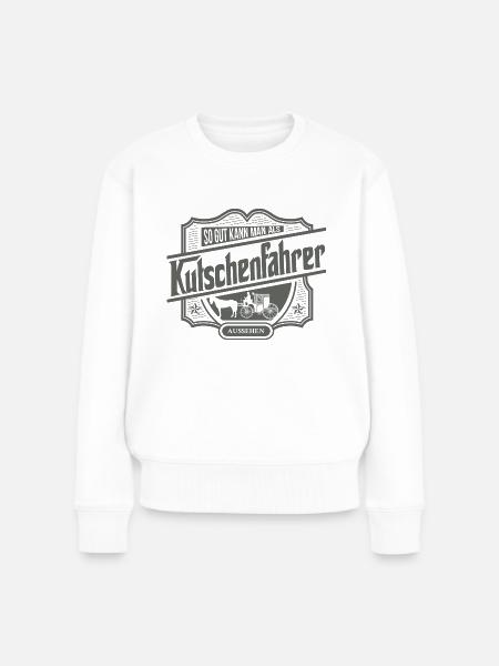Kutschenfahrer Kutsche Pferde Pferdekutsche - Frauen Premium Bio Pullover - Weiß