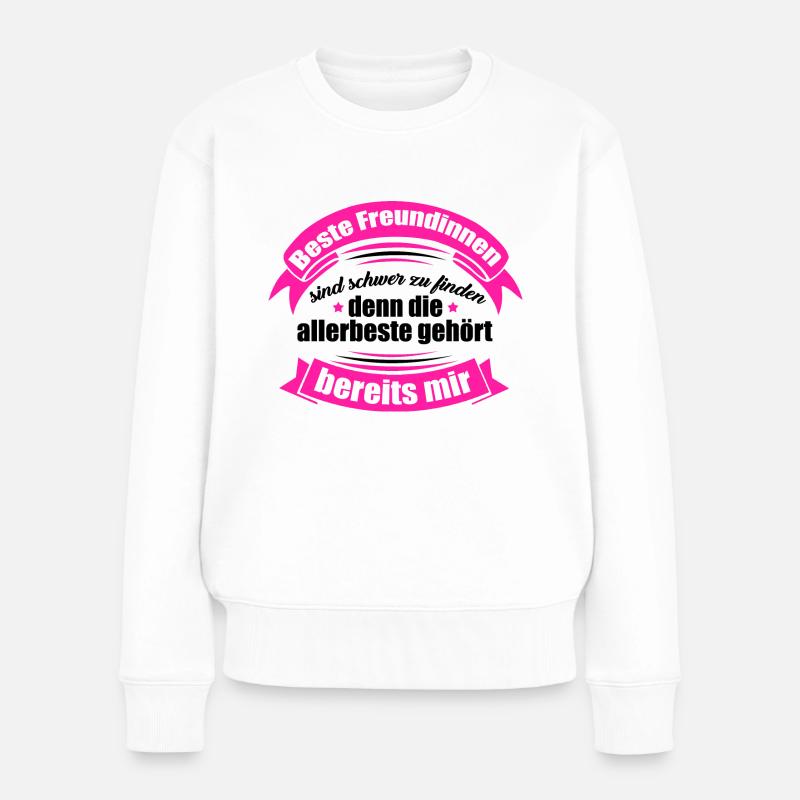 Beste Freundin - Frauen Premium Bio Pullover - Weiß