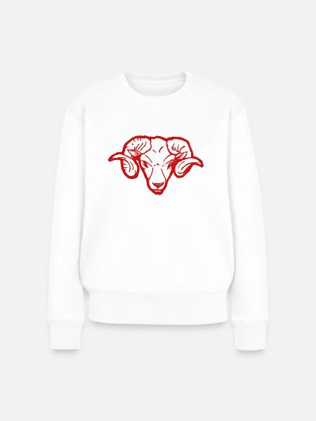 Roter Widderkopf Rammbock Geschenkidee Teufel - Frauen Premium Bio Pullover - Weiß