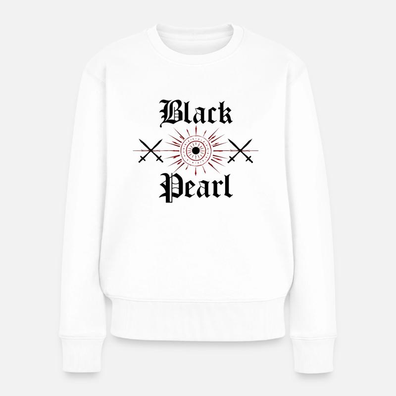 Black Pearl, Geschenkidee, ,Fluch der Karibik - Frauen Premium Bio Pullover - Weiß