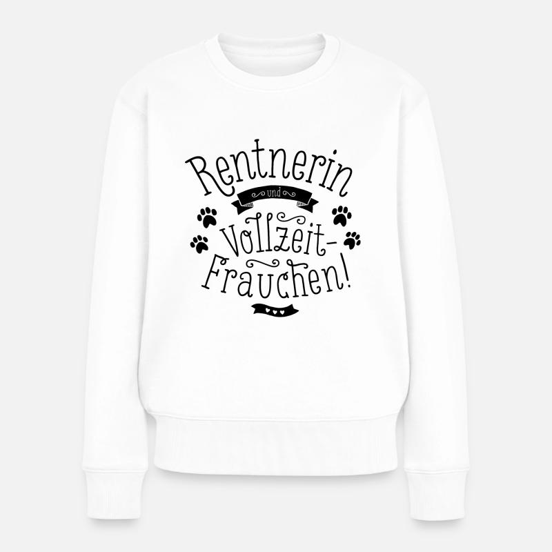 Rentnerin mit Hund Geschenk zur Rente - Frauen Premium Bio Pullover - Weiß