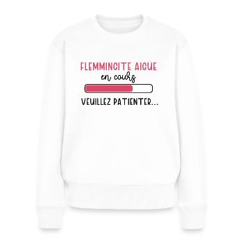 Flemmingite aigüe en cours cadeau humour femme - Pull Premium bio Femme - blanc - Devant - Julia (174cm)