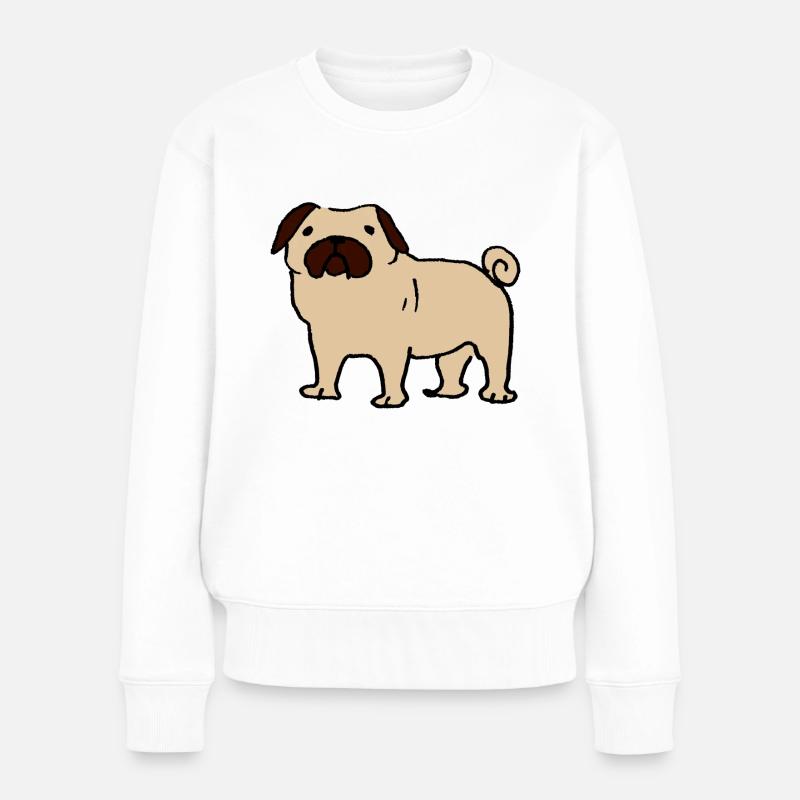 Mops - Frauen Premium Bio Pullover - Weiß