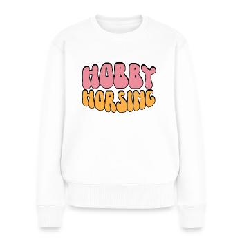 Retro Hobby Horsing Steckenpferd Reiten - Frauen Premium Bio Pullover - Weiß - Vorne - Julia (174cm)
