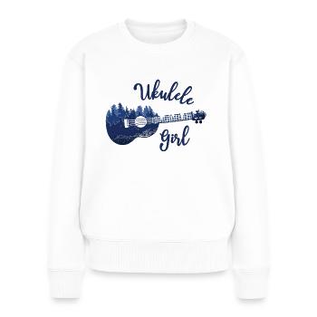 « Ukulele Girl » Musique Nature Musicien - Pull Premium bio Femme - blanc - Devant - Julia (174cm)