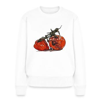 Schimmel // Tomate - Frauen Premium Bio Pullover - Weiß - Vorne - Julia (174cm)