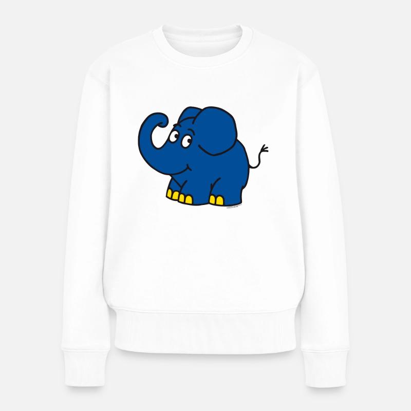 Der Elefant - Frauen Premium Bio Pullover - Weiß
