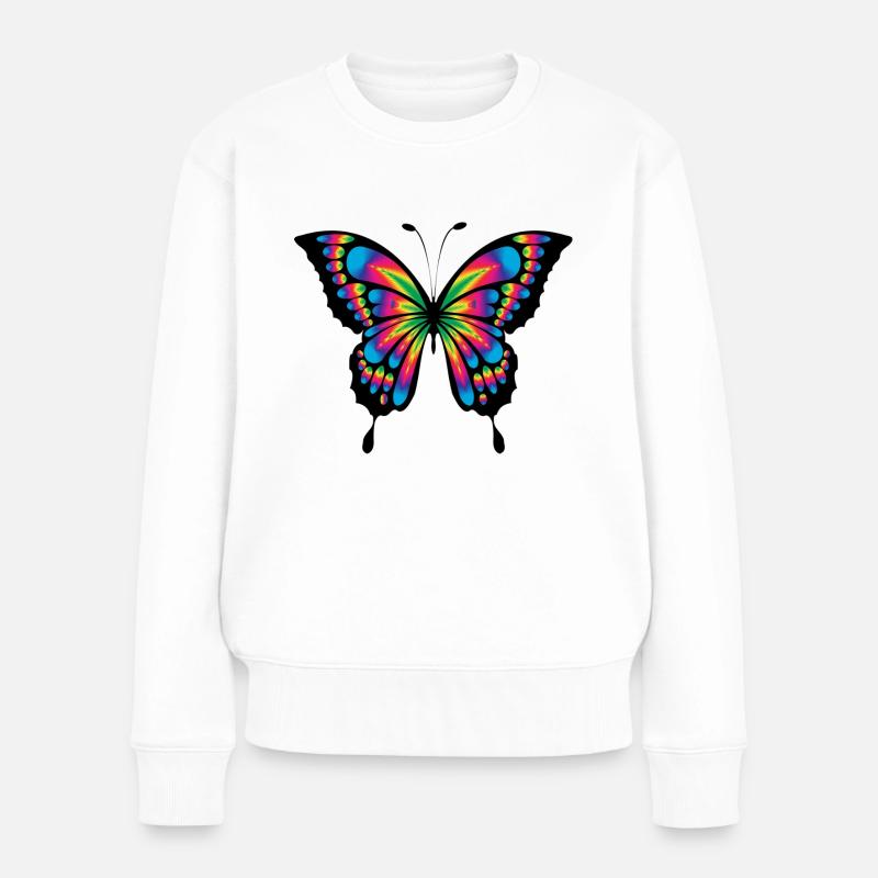 Butterfly - Frauen Premium Bio Pullover - Weiß