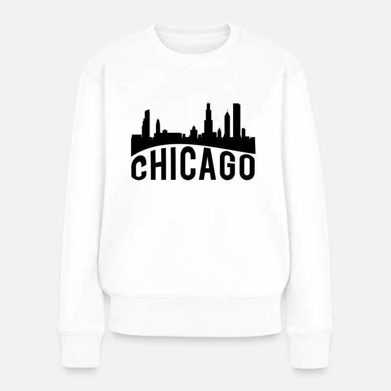 Chicago Skyline - Frauen Premium Bio Pullover - Weiß