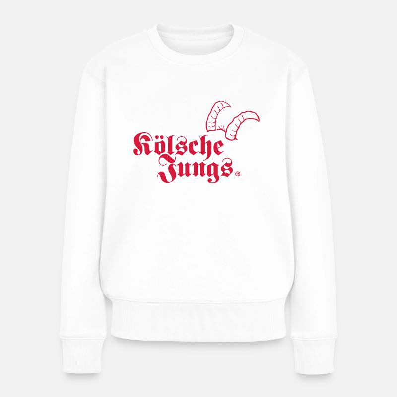 Kölsche Jungs Hörner - Cities - Frauen Premium Bio Pullover - Weiß