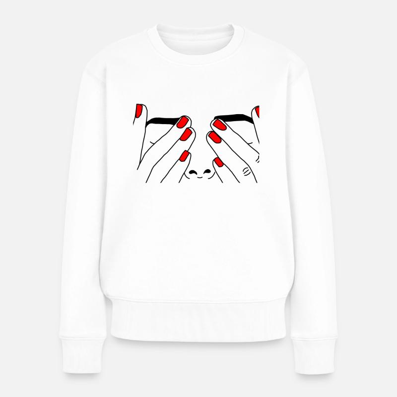 Visage ongle rouge - Pull Premium bio Femme - blanc