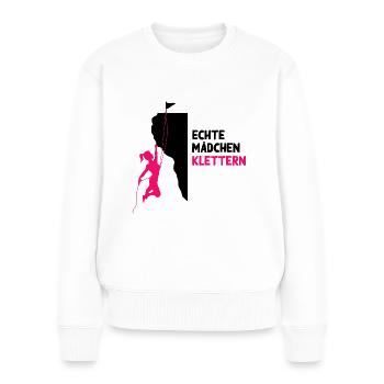Bouldern klettern Kletterer Frau Geschenk Berge - Frauen Premium Bio Pullover - Weiß - Vorne - Julia (174cm)