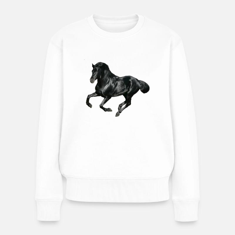 Pferd - Frauen Premium Bio Pullover - Weiß