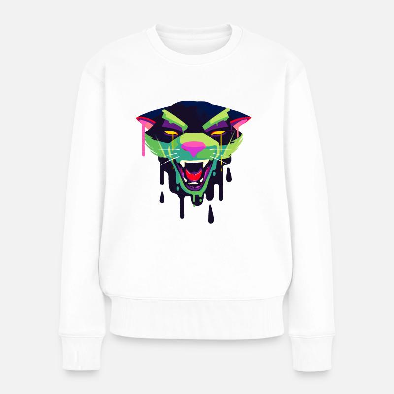 Ein Schönes und Gruseliges Panther Design - Frauen Premium Bio Pullover - Weiß