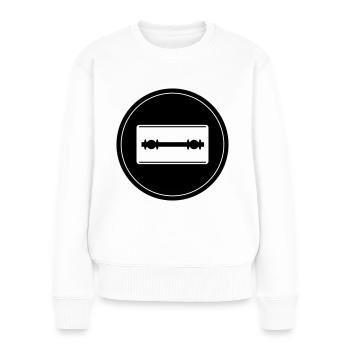 Cercle d’icônes de lame de rasoir - Pull Premium bio Femme - blanc - Devant - Julia (174cm)