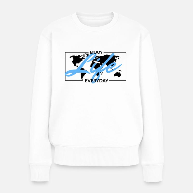 I love clothes / Enjoy Life - Frauen Premium Bio Pullover - Weiß