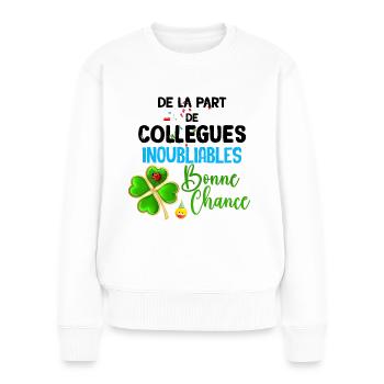 Mon Départ et Mes Collègues Inoubliables - Pull Premium bio Femme - blanc - Devant - Julia (174cm)