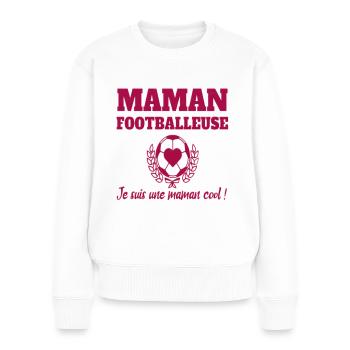 Maman footballeuse humour football cadeau foot - Pull Premium bio Femme - blanc - Devant - Julia (174cm)