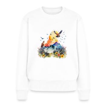 Fuchs Berge Tiere Geschenk Kunst Tiermotiv - Frauen Premium Bio Pullover - Weiß - Vorne - Julia (174cm)
