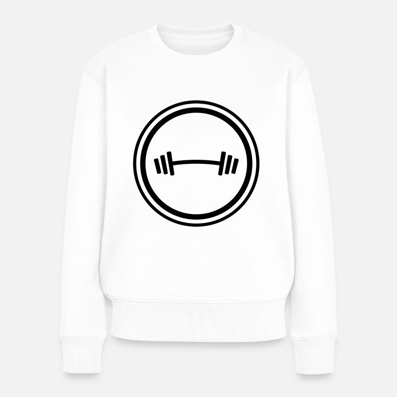 Hantel Gewichte Fitness - Frauen Premium Bio Pullover - Weiß