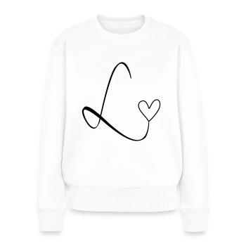 Lettre L Lettre L Calligraphie - Pull Premium bio Femme - blanc - Devant - Julia (174cm)