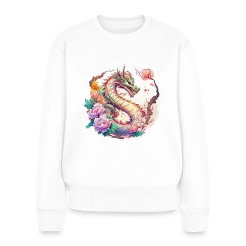 Japanischer Drache - Frauen Premium Bio Pullover - Weiß - Vorne - Julia (174cm)